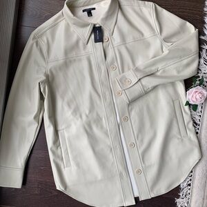 RW&CO Faux Leather Crème Shacket